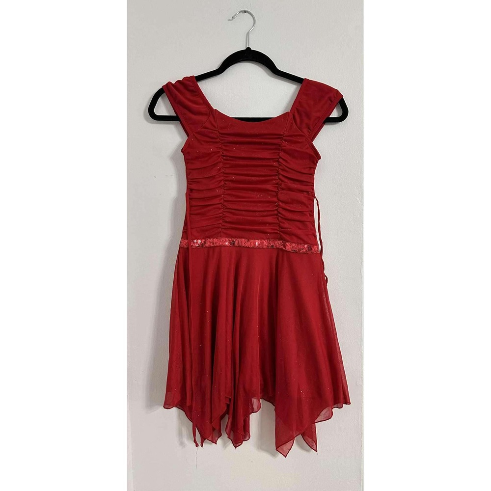 Dance Dress Red Sparkle Handkerchief Girls Size 8 Disorderly‎ Kids